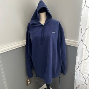 Adidas Logo Navy Blue Fleece Hoodie Size Large